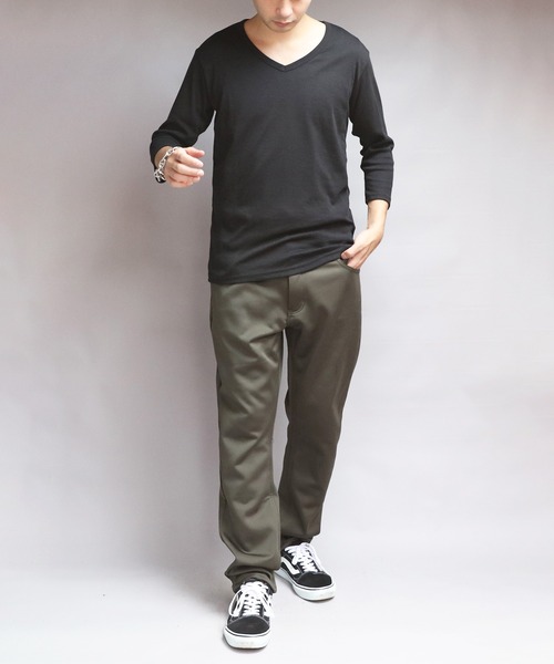 8(eight)(エイト)の「T/CフライスVネック7分袖Tシャツ(Tシャツ/カットソー・メンズ・ネイビー/ホワイト/ブラック/グレー/チャコールグレー・MEDIUM/X-LARGE/LARGE)」の7枚目の写真