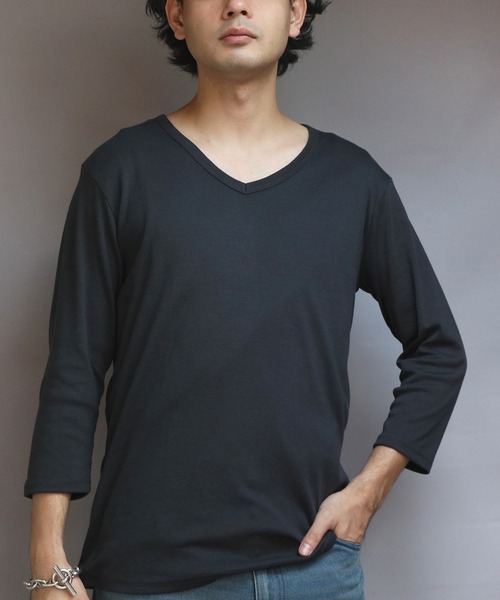 8(eight)(エイト)の「T/CフライスVネック7分袖Tシャツ(Tシャツ/カットソー・メンズ・ネイビー/ホワイト/ブラック/グレー/チャコールグレー・MEDIUM/X-LARGE/LARGE)」の8枚目の写真