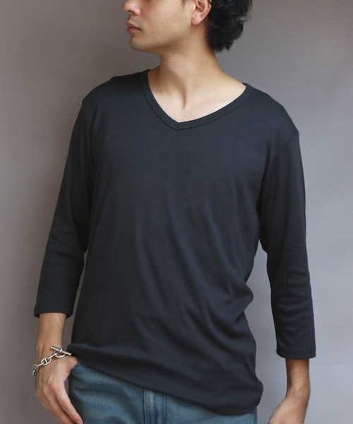 8(eight)(エイト)の「T/CフライスVネック7分袖Tシャツ(Tシャツ/カットソー・メンズ・ネイビー/ホワイト/ブラック/グレー/チャコールグレー・MEDIUM/X-LARGE/LARGE)」の9枚目の写真