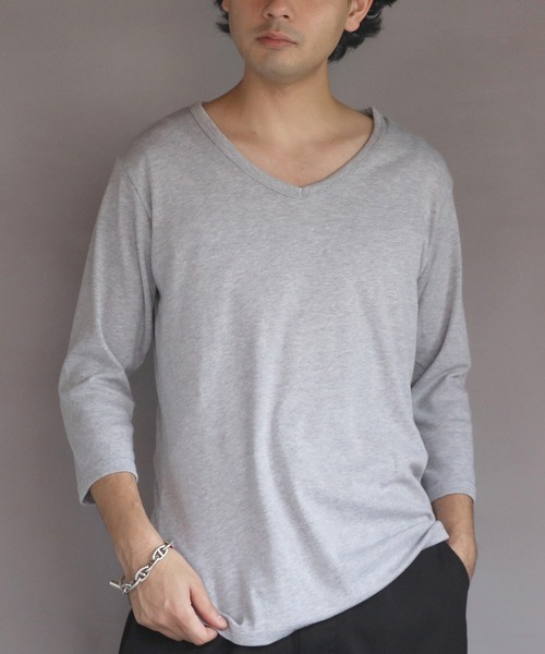 8(eight)(エイト)の「T/CフライスVネック7分袖Tシャツ(Tシャツ/カットソー・メンズ・ネイビー/ホワイト/ブラック/グレー/チャコールグレー・MEDIUM/X-LARGE/LARGE)」の17枚目の写真