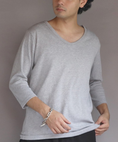 8(eight)(エイト)の「T/CフライスVネック7分袖Tシャツ(Tシャツ/カットソー・メンズ・ネイビー/ホワイト/ブラック/グレー/チャコールグレー・MEDIUM/X-LARGE/LARGE)」の18枚目の写真