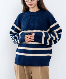 【refinedworks】ケーブルとボーダーを合わせた、1枚で主役級のアイテム!