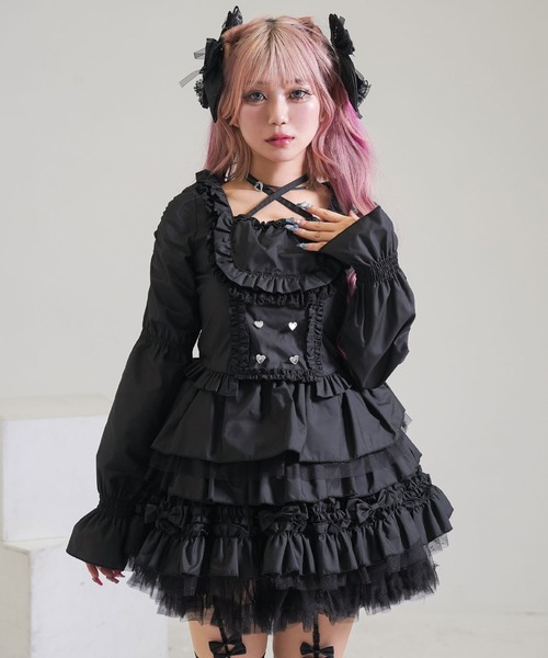 リボンチュールタイプorタックフレアタイプ選べる甘ロリータフレア