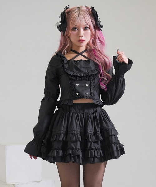 リボンチュールタイプorタックフレアタイプ選べる甘ロリータフレア