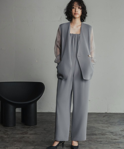 セール】シアースリーブジャケット・オールインワン セットアップ