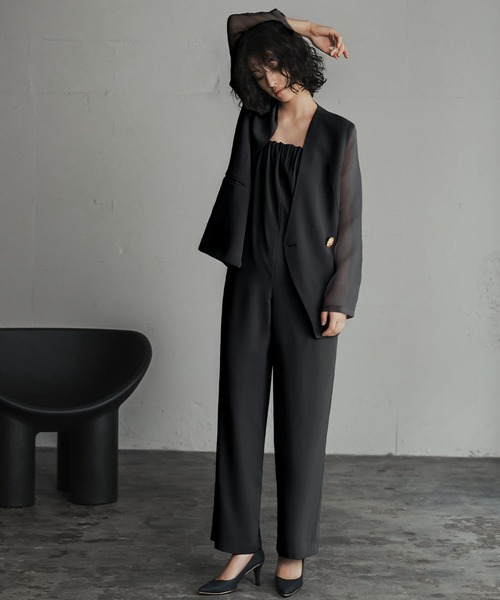 セール】シアースリーブジャケット・オールインワン セットアップ