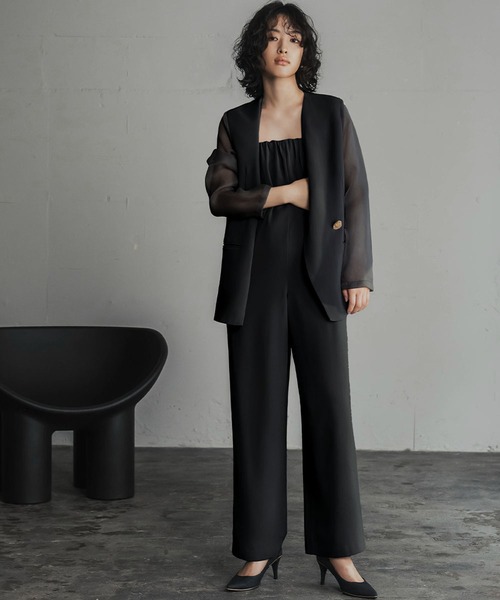 セール】シアースリーブジャケット・オールインワン セットアップ