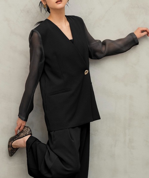 セール】シアースリーブジャケット・オールインワン セットアップ