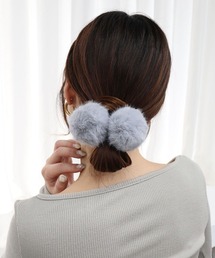 CEMONEMO | ファー ボンボン ヘアゴム 2セット(ヘアゴム)