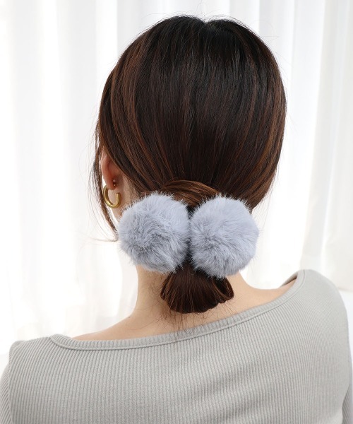 確認　ヘアゴム ヘアリボン ツインテール　ミンクファー　黒　紺 確認 ヘアゴム ヘアリボン ツインテール ミンクファー 黒 紺 確認