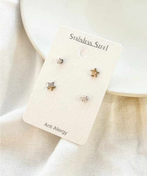 ciite' surgical stainless（シーテサージカルステンレス）の「【 金属アレルギー対応 】 スター セットピアス サージカルステンレス（ピアス（両耳用）・レディース・シルバー/ゴールド・FREE）」の10枚目の写真