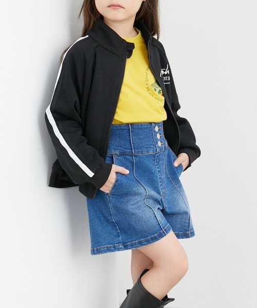 センタータックデニムショートパンツ（女の子）（デニムパンツ
