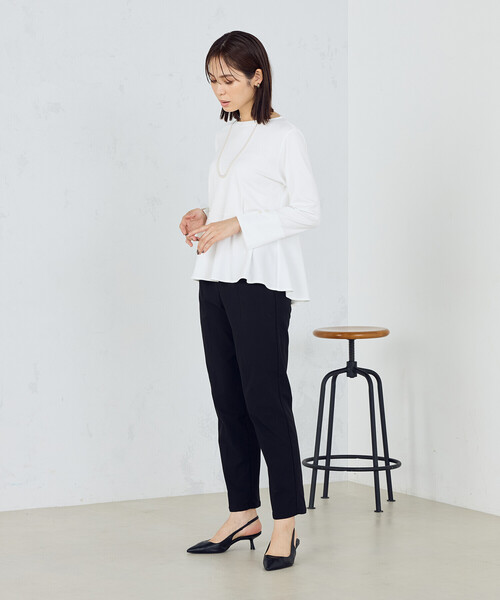 COMME CA ISM（コムサイズム）の「ペプラムブラウス（シャツ/ブラウス・レディース・ネイビー/ホワイト・MEDIUM/LARGE）」の4枚目の写真