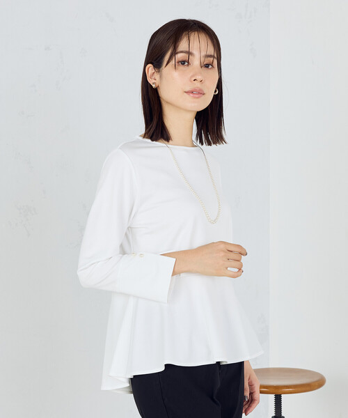 COMME CA ISM（コムサイズム）の「ペプラムブラウス（シャツ/ブラウス・レディース・ネイビー/ホワイト・MEDIUM/LARGE）」の5枚目の写真