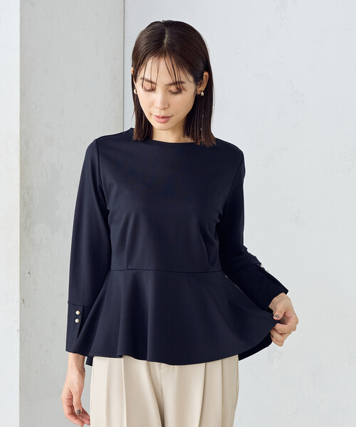 COMME CA ISM（コムサイズム）の「ペプラムブラウス（シャツ/ブラウス・レディース・ネイビー/ホワイト・MEDIUM/LARGE）」の9枚目の写真