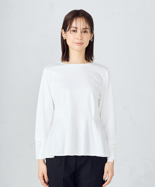 COMME CA ISM（コムサイズム）の「ペプラムブラウス（シャツ/ブラウス・レディース・ネイビー/ホワイト・MEDIUM/LARGE）」の12枚目の写真