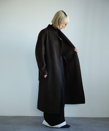 CYCLAS ノーカラー ブラウン ロングコート aquagarage コート レディース 40代 50代 ノーカラーコート