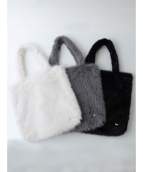 MURUA（ムルーア）の「フェイクファーラメロゴトートバッグ（トートバッグ・レディース・ホワイト/グレー/ブラック・FREE）」の4枚目の写真