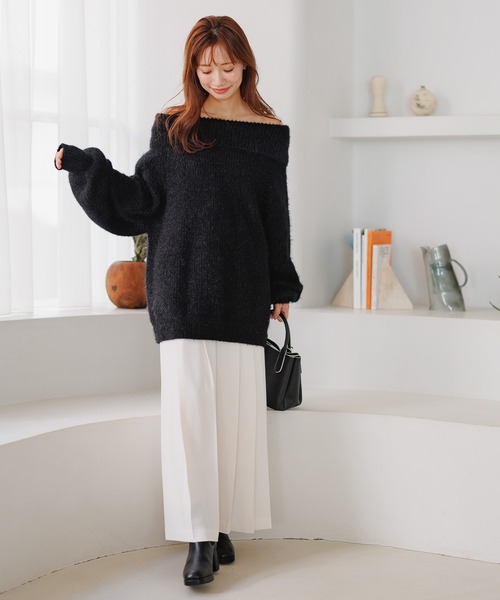 mysty woman（ミスティウーマン）の「ラメシャギーオフショルプルオーバー　291389（ニット/セーター・レディース・オフホワイト/ブラック/グレイッシュベージュ/ライトブルー・FREE）」の11枚目の写真