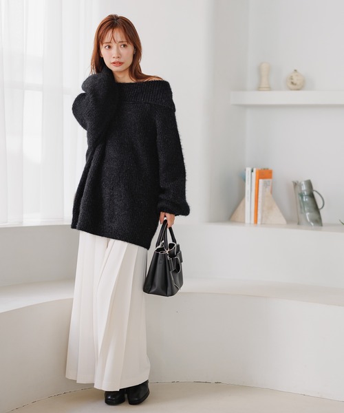 mysty woman（ミスティウーマン）の「ラメシャギーオフショルプルオーバー　291389（ニット/セーター・レディース・オフホワイト/ブラック/グレイッシュベージュ/ライトブルー・FREE）」の10枚目の写真