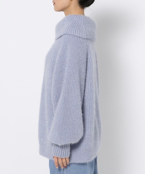 mysty woman（ミスティウーマン）の「ラメシャギーオフショルプルオーバー　291389（ニット/セーター・レディース・オフホワイト/ブラック/グレイッシュベージュ/ライトブルー・FREE）」の5枚目の写真