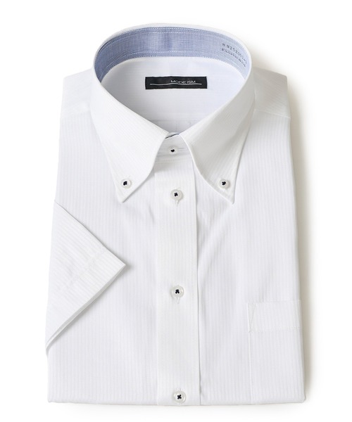 TETE HOMME(テットオム)の「形態安定 アイスキープ T/Cドレスシャツ / 半袖ビジネスシャツ(ビジネスシャツ・メンズ・グレー系1/ネイビー系2/ホワイト系3/ネイビー系3/グレー系2/ホワイト系2/ホワイト系1/ネイビー系1・X-LARGE/LARGE/MEDIUM)」の2枚目の写真