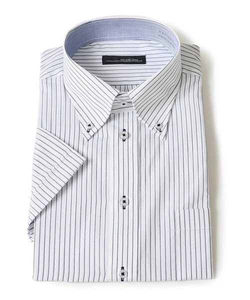 TETE HOMME(テットオム)の「形態安定 アイスキープ T/Cドレスシャツ / 半袖ビジネスシャツ(ビジネスシャツ・メンズ・グレー系1/ネイビー系2/ホワイト系3/ネイビー系3/グレー系2/ホワイト系2/ホワイト系1/ネイビー系1・X-LARGE/LARGE/MEDIUM)」の4枚目の写真