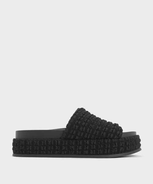 CHARLES & KEITH(チャールズ & キース)の「Loren ローレン ルーシュドプラットフォームサンダル(サンダル・レディース・ブラック系その他2・24.5cm/23.5cm/23cm)」の2枚目の写真