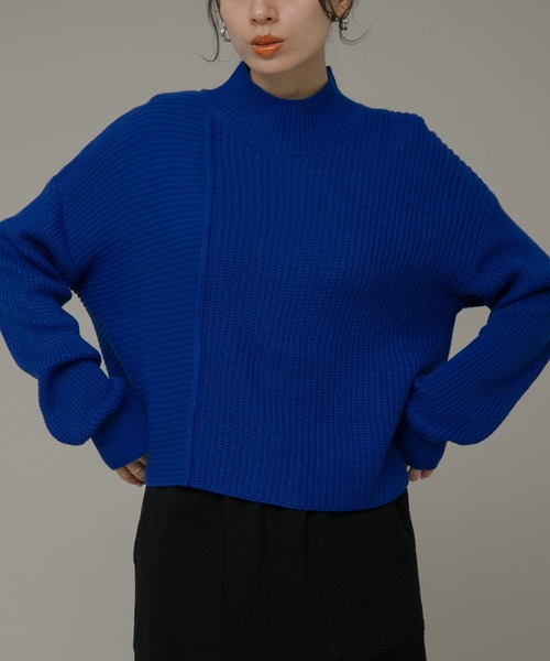 URBAN RESEARCH Sonny Label（アーバンリサーチサニーレーベル）の「『洗濯可』畦切替えニットプルオーバー（ニット/セーター・レディース・アイボリー/ブルー/チャコールグレー・FREE）」の3枚目の写真