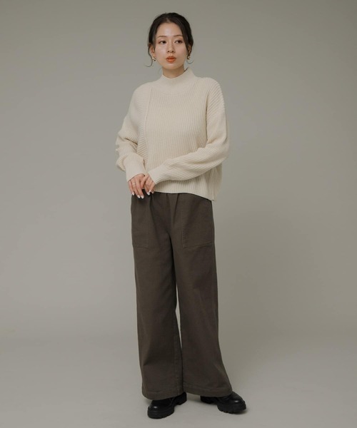 URBAN RESEARCH Sonny Label（アーバンリサーチサニーレーベル）の「『洗濯可』畦切替えニットプルオーバー（ニット/セーター・レディース・アイボリー/ブルー/チャコールグレー・FREE）」の9枚目の写真