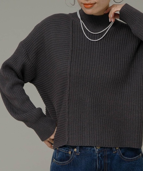 URBAN RESEARCH Sonny Label（アーバンリサーチサニーレーベル）の「『洗濯可』畦切替えニットプルオーバー（ニット/セーター・レディース・アイボリー/ブルー/チャコールグレー・FREE）」の13枚目の写真