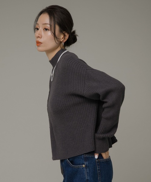 URBAN RESEARCH Sonny Label（アーバンリサーチサニーレーベル）の「『洗濯可』畦切替えニットプルオーバー（ニット/セーター・レディース・アイボリー/ブルー/チャコールグレー・FREE）」の15枚目の写真