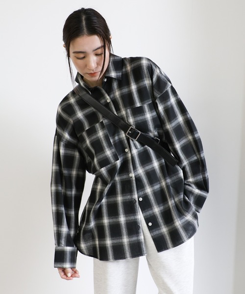 select MOCA(セレクトモカ)の「フロントポケットチェックシャツ(シャツ/ブラウス・レディース・グレー/ブルー/ブラック・FREE)」の22枚目の写真