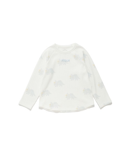 新品タグ付 ジェラートピケ ダイナソー レディース フリーサイズONLINE限定 セール】【KIDS】ダイナソー柄ロンT（ルームウェア/パジャマ