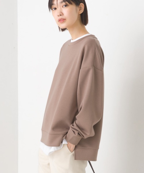 OMNES(オムネス)の「ソフトダンボールニットプルオーバー(Tシャツ/カットソー・レディース・アイボリー/グレー/チャコールグレー/ピンク/モカ・MEDIUM/LARGE)」の5枚目の写真