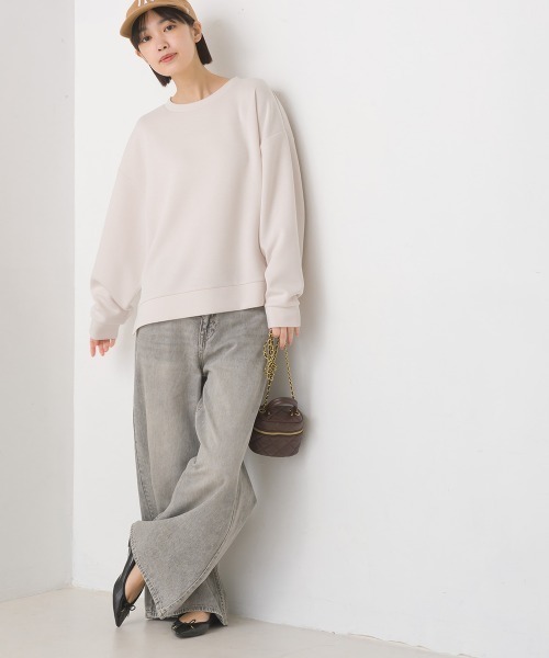 OMNES(オムネス)の「ソフトダンボールニットプルオーバー(Tシャツ/カットソー・レディース・アイボリー/グレー/チャコールグレー/ピンク/モカ・MEDIUM/LARGE)」の8枚目の写真