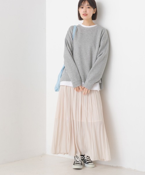 OMNES(オムネス)の「ソフトダンボールニットプルオーバー(Tシャツ/カットソー・レディース・アイボリー/グレー/チャコールグレー/ピンク/モカ・MEDIUM/LARGE)」の16枚目の写真