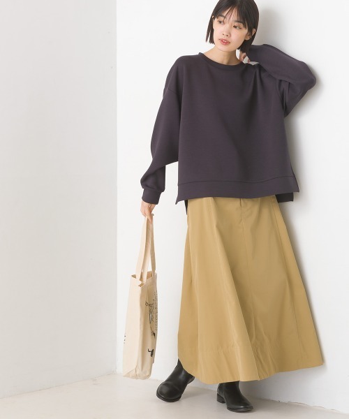 OMNES(オムネス)の「ソフトダンボールニットプルオーバー(Tシャツ/カットソー・レディース・アイボリー/グレー/チャコールグレー/ピンク/モカ・MEDIUM/LARGE)」の12枚目の写真