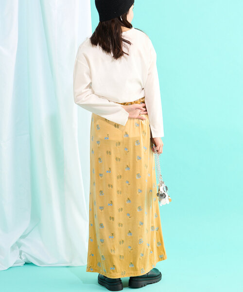 CIAOPANIC TYPY(チャオパニックティピー)の「【2025年S/S新作】花柄刺繍ベロアスカート(スカート・レディース・ブラウン/ブラック/イエロー・SMALL/MEDIUM)」の8枚目の写真