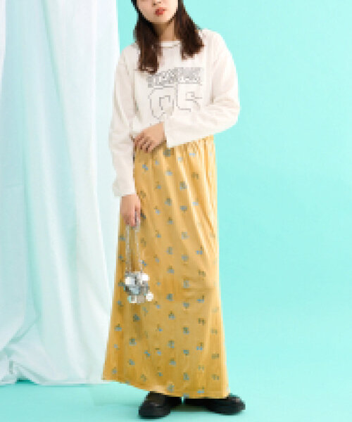 CIAOPANIC TYPY(チャオパニックティピー)の「【2025年S/S新作】花柄刺繍ベロアスカート(スカート・レディース・ブラウン/ブラック/イエロー・SMALL/MEDIUM)」の10枚目の写真