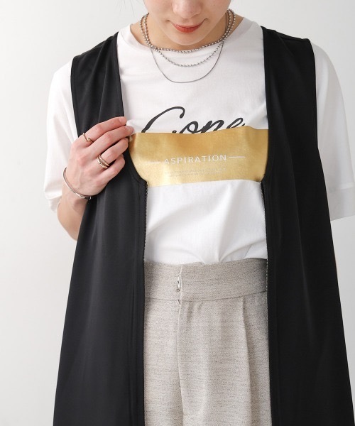 Bou Jeloud(ブージュルード)の「バックプリーツロングジレ(ベスト・レディース・ブラック/アイボリー・38)」の21枚目の写真