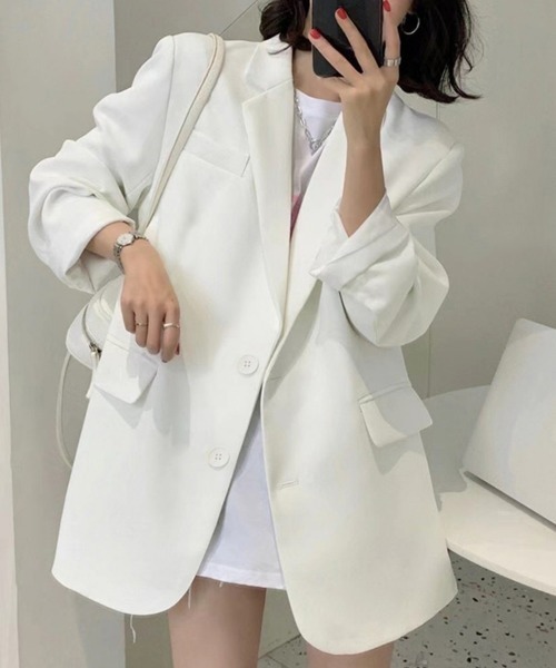 SEU（エスイーユー）の「気軽に羽織れる大人のブレザー オーバーサイズ ダブルジャケット テーラードジャケット オフィスカジュアル きれいめカジュアル（テーラードジャケット・レディース・ホワイト/ブラック/ベージュ・フリー）」の16枚目の写真