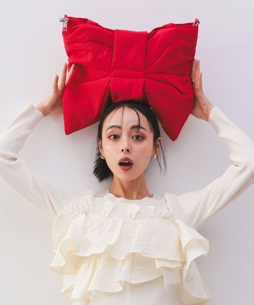 DONOBAN(ドノバン)の「リボントート(トートバッグ・レディース・ブラック/アイボリー/レッド/ブルー・ONE)」の4枚目の写真