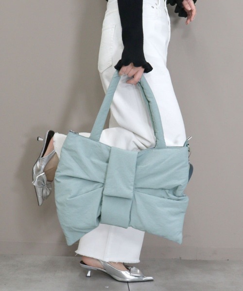 DONOBAN(ドノバン)の「リボントート(トートバッグ・レディース・ブラック/アイボリー/レッド/ブルー・ONE)」の3枚目の写真