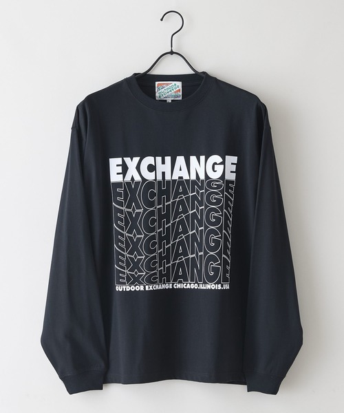 OUTDOOR EXCHANGE（アウトドアエクスチェンジ）の「【OUTDOOR EXCHANGE/アウトドアエクスチェンジ】ウェーブプリントクルーネックロンT オーバーサイズ（Tシャツ/カットソー・メンズ・ホワイト/ブラック・MEDIUM/LARGE）」の13枚目の写真
