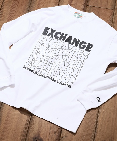 OUTDOOR EXCHANGE（アウトドアエクスチェンジ）の「【OUTDOOR EXCHANGE/アウトドアエクスチェンジ】ウェーブプリントクルーネックロンT オーバーサイズ（Tシャツ/カットソー・メンズ・ホワイト/ブラック・MEDIUM/LARGE）」の9枚目の写真