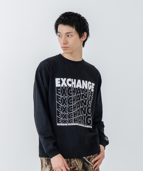 OUTDOOR EXCHANGE（アウトドアエクスチェンジ）の「【OUTDOOR EXCHANGE/アウトドアエクスチェンジ】ウェーブプリントクルーネックロンT オーバーサイズ（Tシャツ/カットソー・メンズ・ホワイト/ブラック・MEDIUM/LARGE）」の21枚目の写真