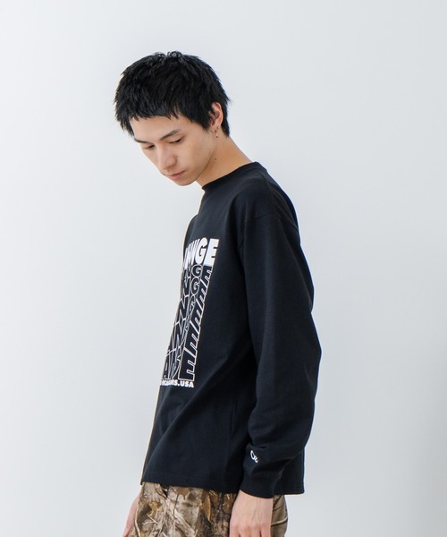OUTDOOR EXCHANGE（アウトドアエクスチェンジ）の「【OUTDOOR EXCHANGE/アウトドアエクスチェンジ】ウェーブプリントクルーネックロンT オーバーサイズ（Tシャツ/カットソー・メンズ・ホワイト/ブラック・MEDIUM/LARGE）」の10枚目の写真