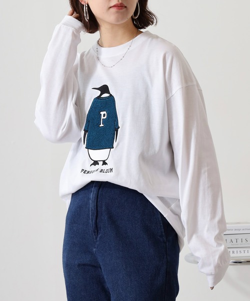 FUNALIVE(ファンアライブ)の「サガラ刺繍ワイドシルエットロングスリーブTシャツ(Tシャツ/カットソー・メンズ・ネイビー/ホワイト/ブラック/ブラック系その他2/スミクロ/ホワイト系2/インディゴブルー/サックスブルー・L/M/LL)」の3枚目の写真