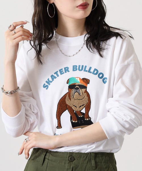 FUNALIVE(ファンアライブ)の「サガラ刺繍ワイドシルエットロングスリーブTシャツ(Tシャツ/カットソー・メンズ・ネイビー/ホワイト/ブラック/ブラック系その他2/スミクロ/ホワイト系2/インディゴブルー/サックスブルー・L/M/LL)」の2枚目の写真